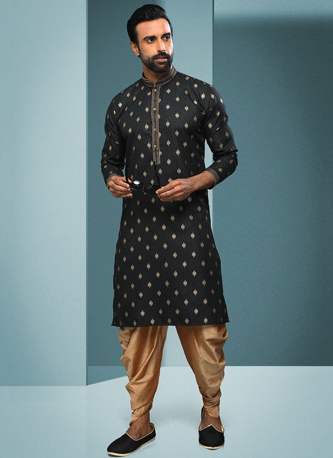 Dark Black Colour Vol 27 New Latest Designer Party Wear Cotton Kurta Peshawari Collection 1582